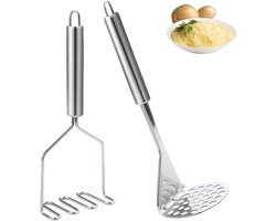 2 Pieces RVS Aardappelstamper - Handmatige Aardappelstamper - Groente Stamper - Keuken Gereedschap voor Aardappel - Pompoen - Avocado - Zoete Aardappel