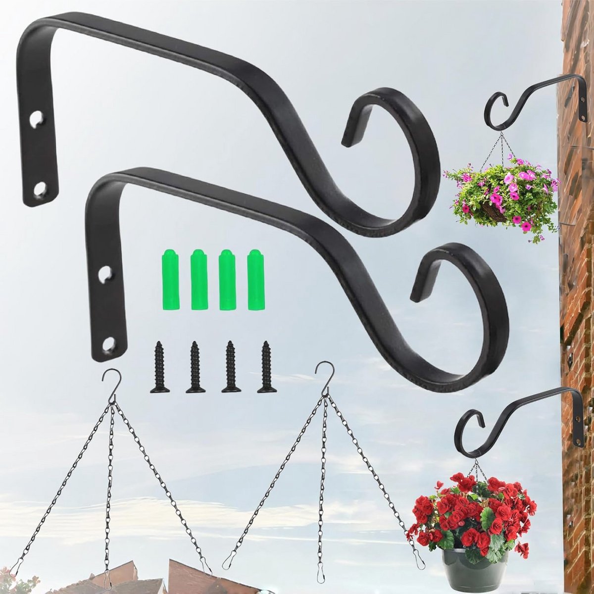 Muurbeugels voor Bloempotten en Planten - Hangende Haken voor Buiten en Binnen