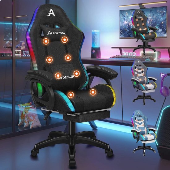 ALFORDSON Ergonomische Gamingstoel Roze - Met Lendenkussen, Hoofdsteun, 180kg Draagvermogen