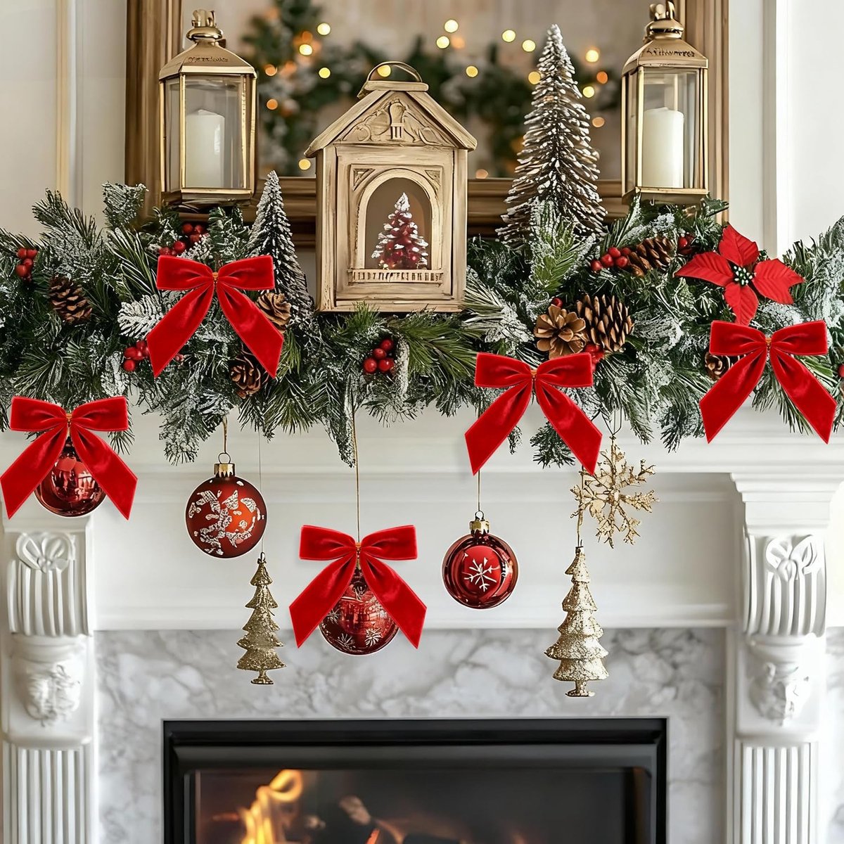 Fluwelen Kerststrikken - 24 Stuk - Kerst Strikken - Kerst Decoratie Strikjes - Kerstversiering - Kerstdecoratie voor binnen - Kerststrikjes Rood - Kerstboom Decoratie - Kerstsfeer - voor Cadeauverpakking Deur Vintage Slinger Krans - Rood – foto 8