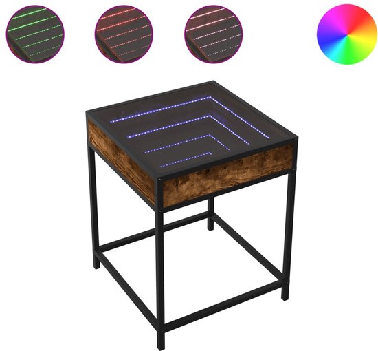 Hoogglans witte houten salontafel, moderne LED-woonkamertafel