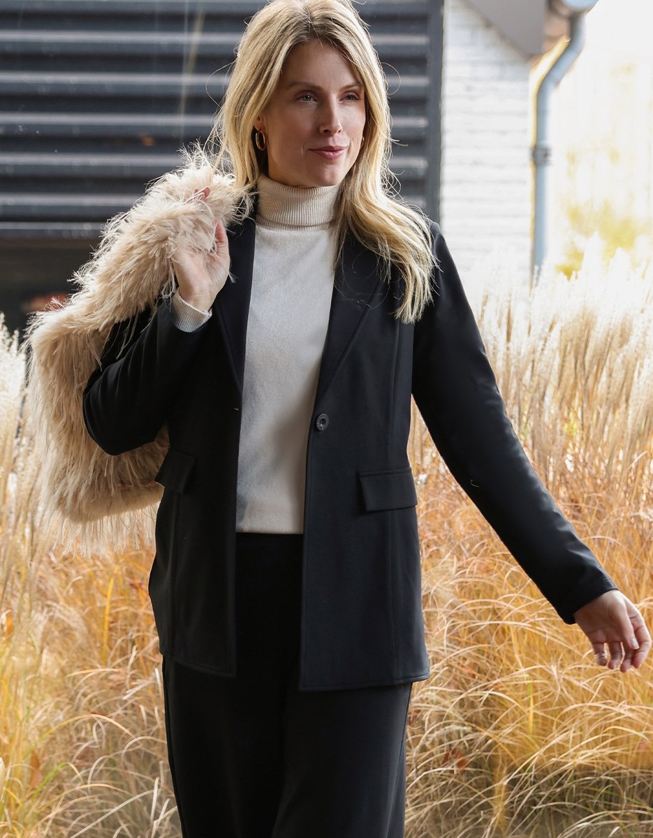 Je m'appelle Travelstof Dames Blazer Met stretch - Zwart - Maat XXL