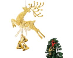 1 stuk, Kerstversiering , belhanger, kerstversiering, geschikt voor het versieren van kerstbomen, etalages, kerstkransen, goud, 20*13cm, bel 3cm