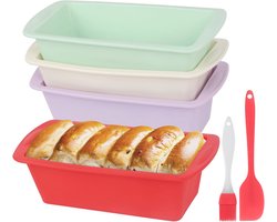 Rechthoekige siliconen bakvormset 4 stuks - Ideaal voor taarten en brood bakken in de airfryer