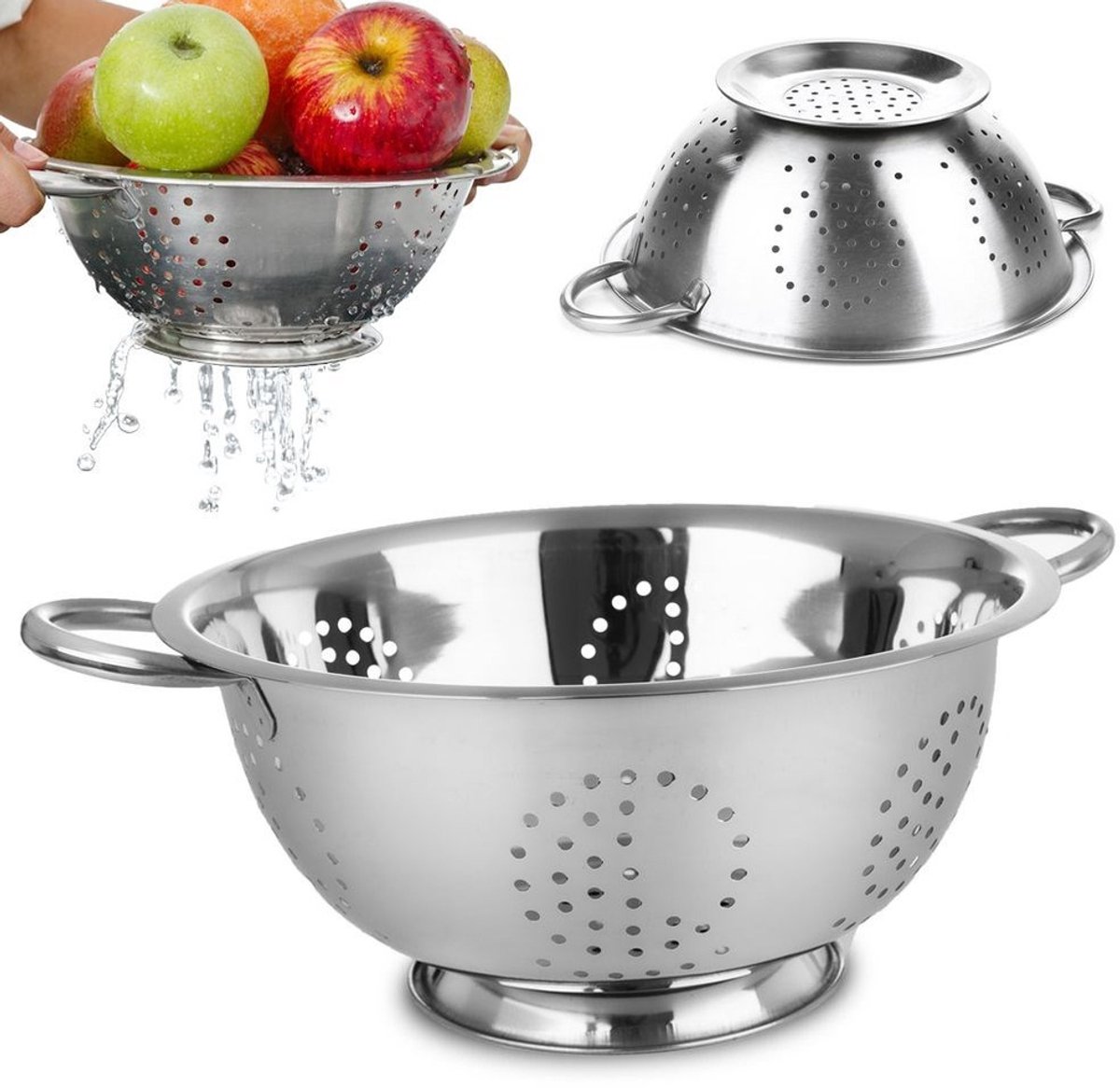Orion - RVS Cedzak - 24 cm - Ergonomische Handvatten - Roestvrij