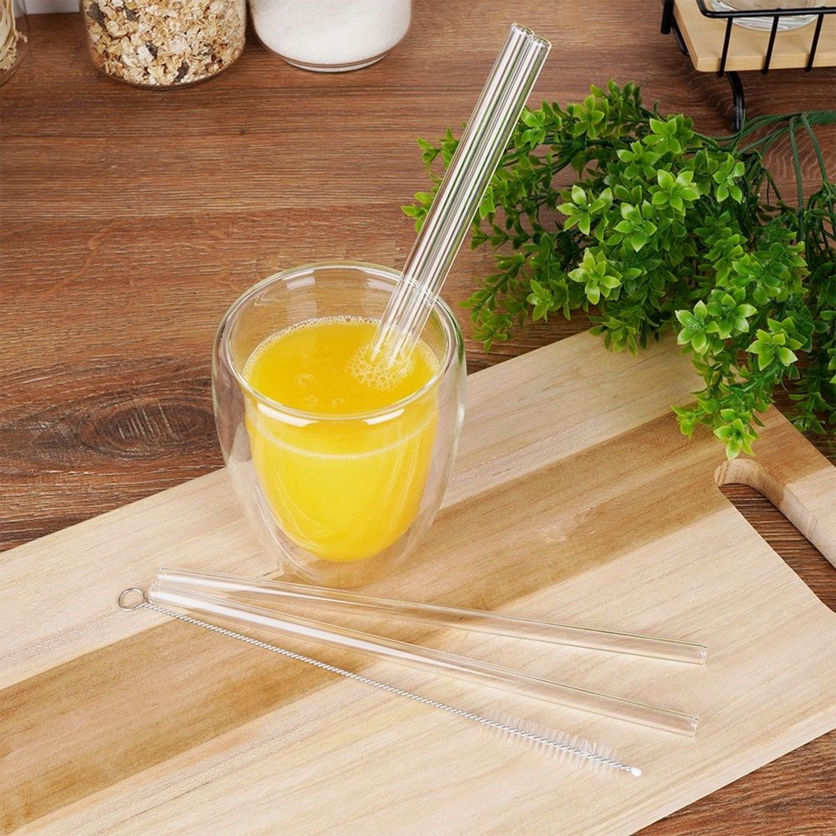Alpina - Glazen Drinkrietjes - 20 cm - Incl. Reinigingsborsteltje - Set van 4 — cadeau in Kookcadeaus - foto 6