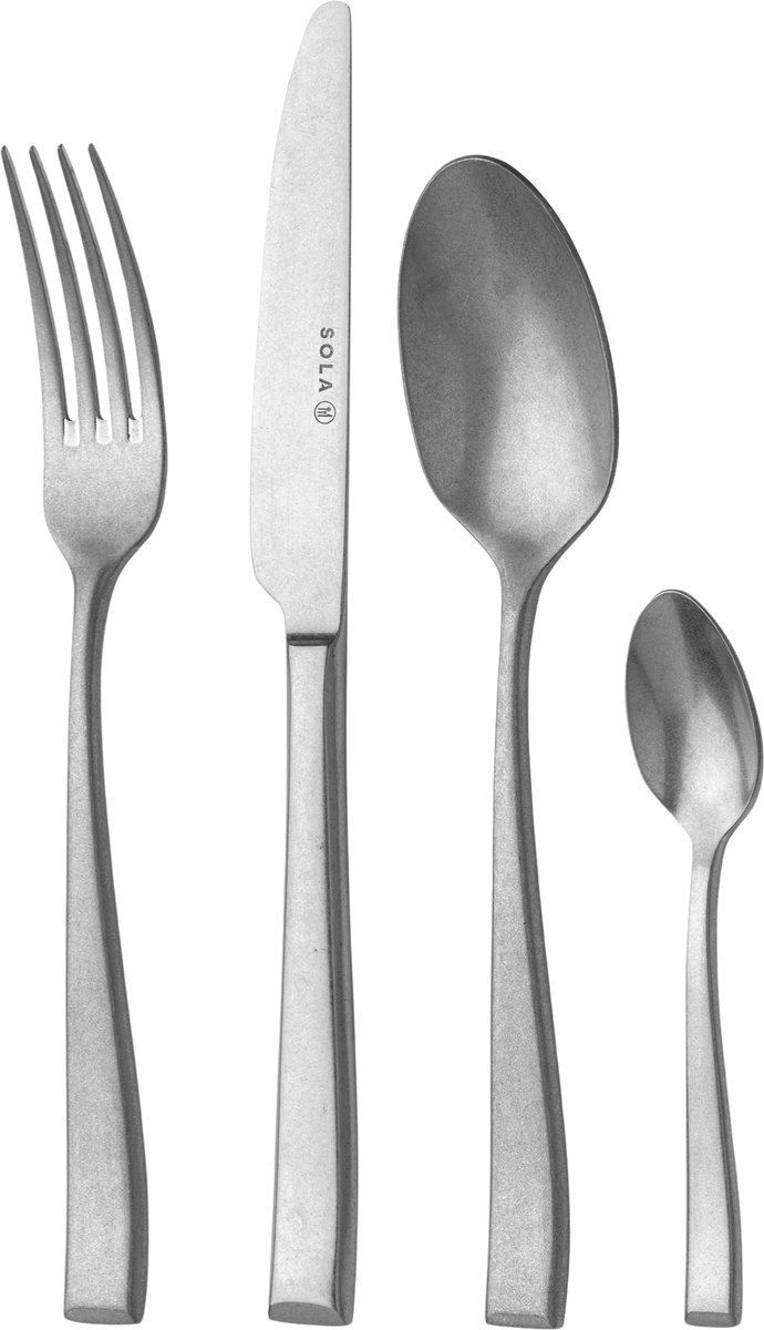 Sola Durban Vintage Bestekset 6 persoons - 24 delig - Zilverwit premium edelstaal 18/10 - Vaatwasserbestendig