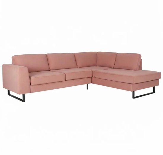 Canapé d'angle design Puckerto 290cm canapé d'angle velours rose canapé de salon ensemble canapé droit