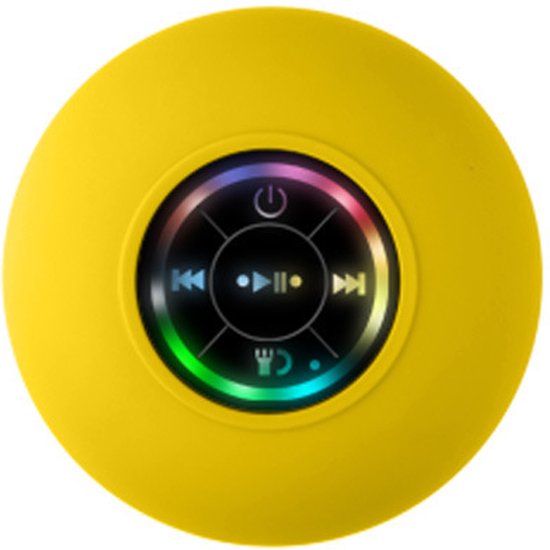 Waterdichte Bluetooth speaker met grote zuignap, LED-licht, IPX7, voor badkamer, keuken en auto
