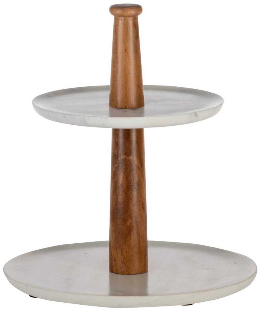 Etagere - Makilala Wit Plank - 26x28 cm- 2 laags - Diameter: 25.50 cm - VI Online Products