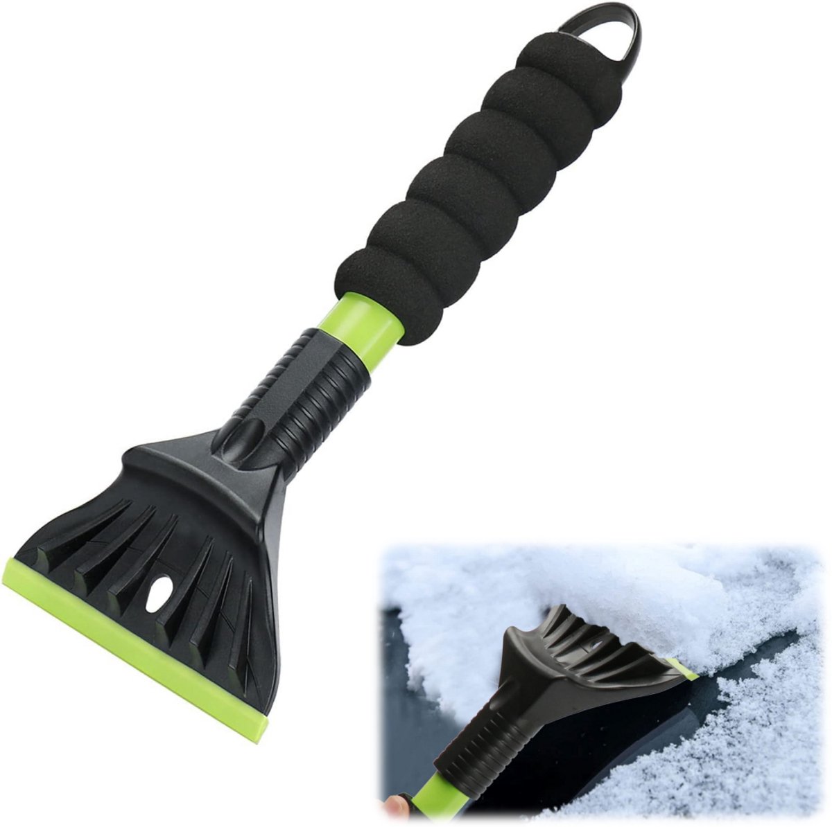 1stuk - IJskrabber - Sneeuwkrabber voor voertuigen - Voor autoruiten - Multifunctioneel ontdooigereedschap - Gereedschap voor het verwijderen van sneeuw en ijs - Groen