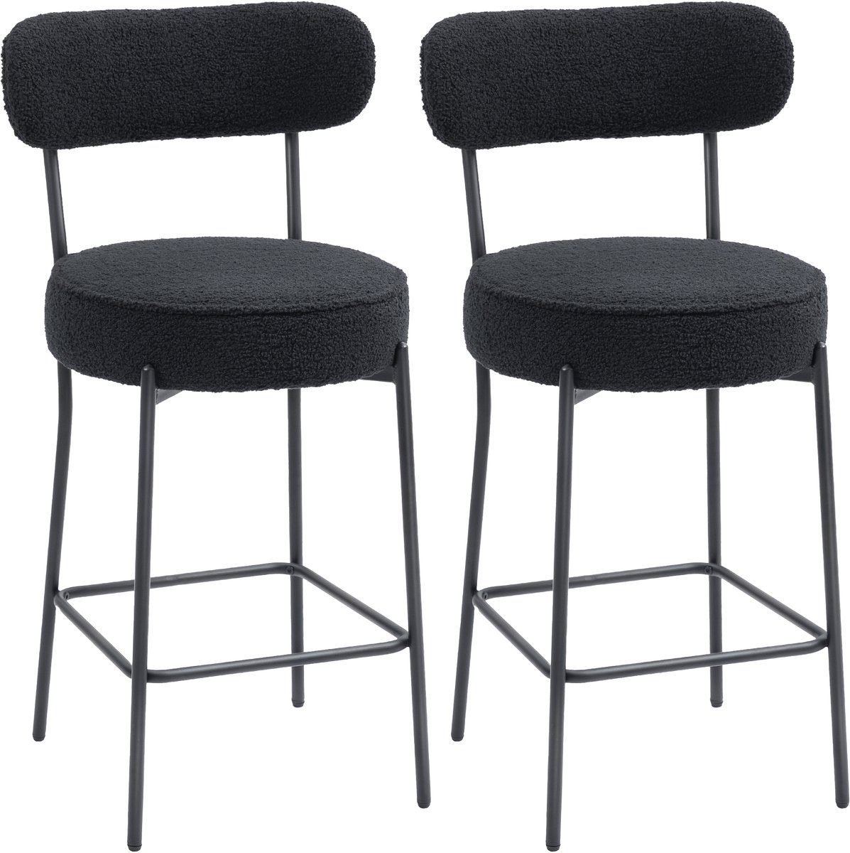 HOMCOM Barkruk Polyester, Staal 52L x 49B x 95H cm Zwart