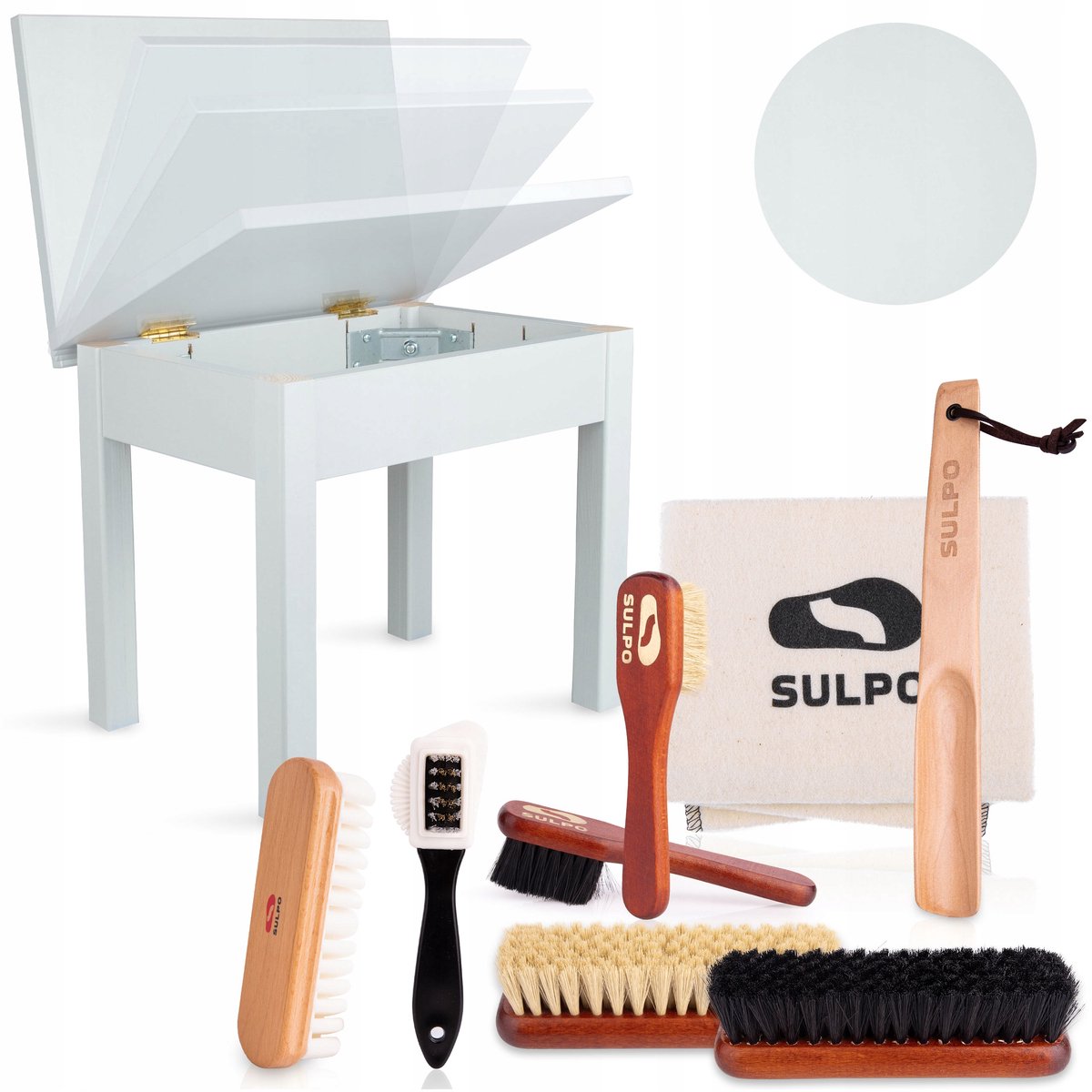 Schoenonderhoud Set: Poetsborstels, Suede Borstel, Doek & Schoenlepel