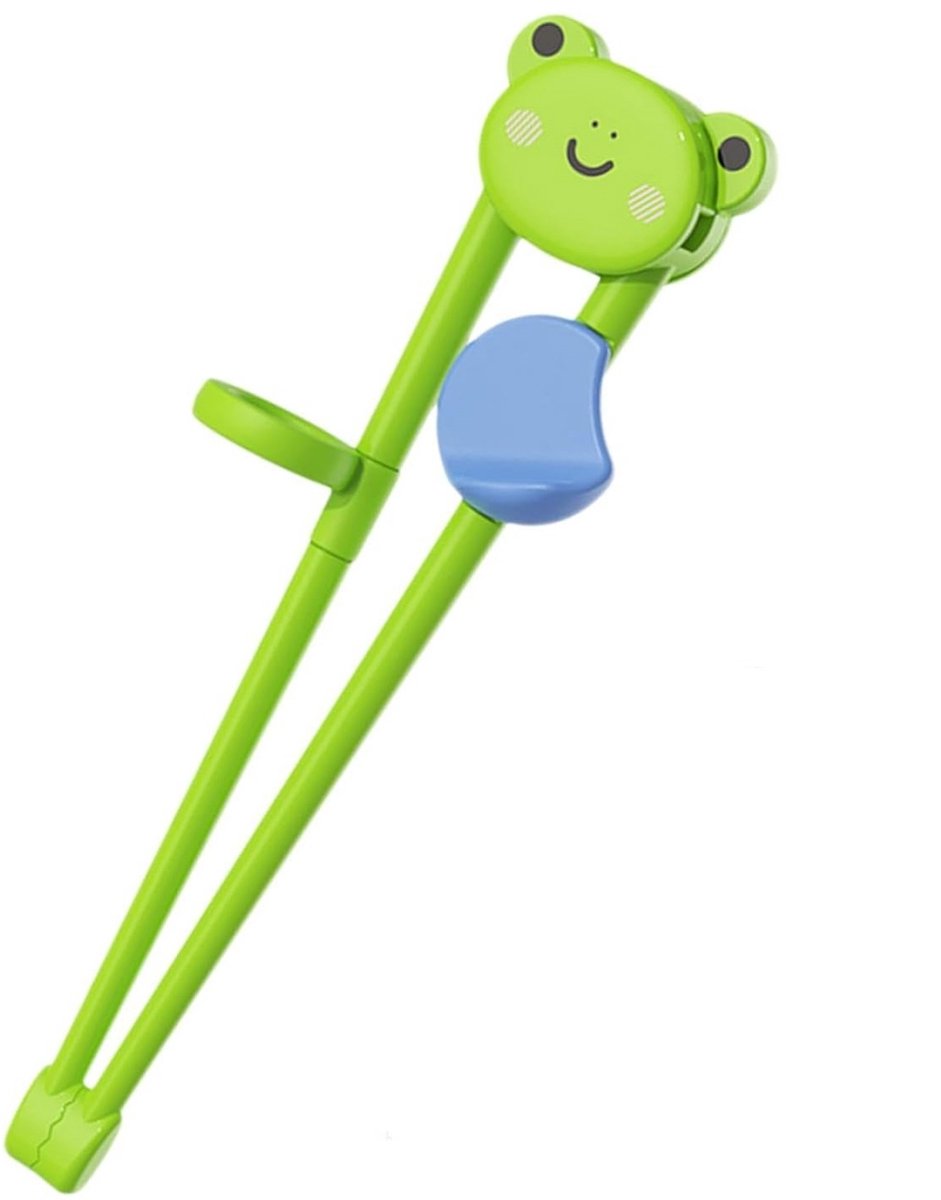QTTVBTNA - Baby oefenstokjes - Kindertrainingsstokjes - Ergonomisch - voor peuters & kleuters - Kikkerpatroon - Groen - 15,5 cm - 1 stuk