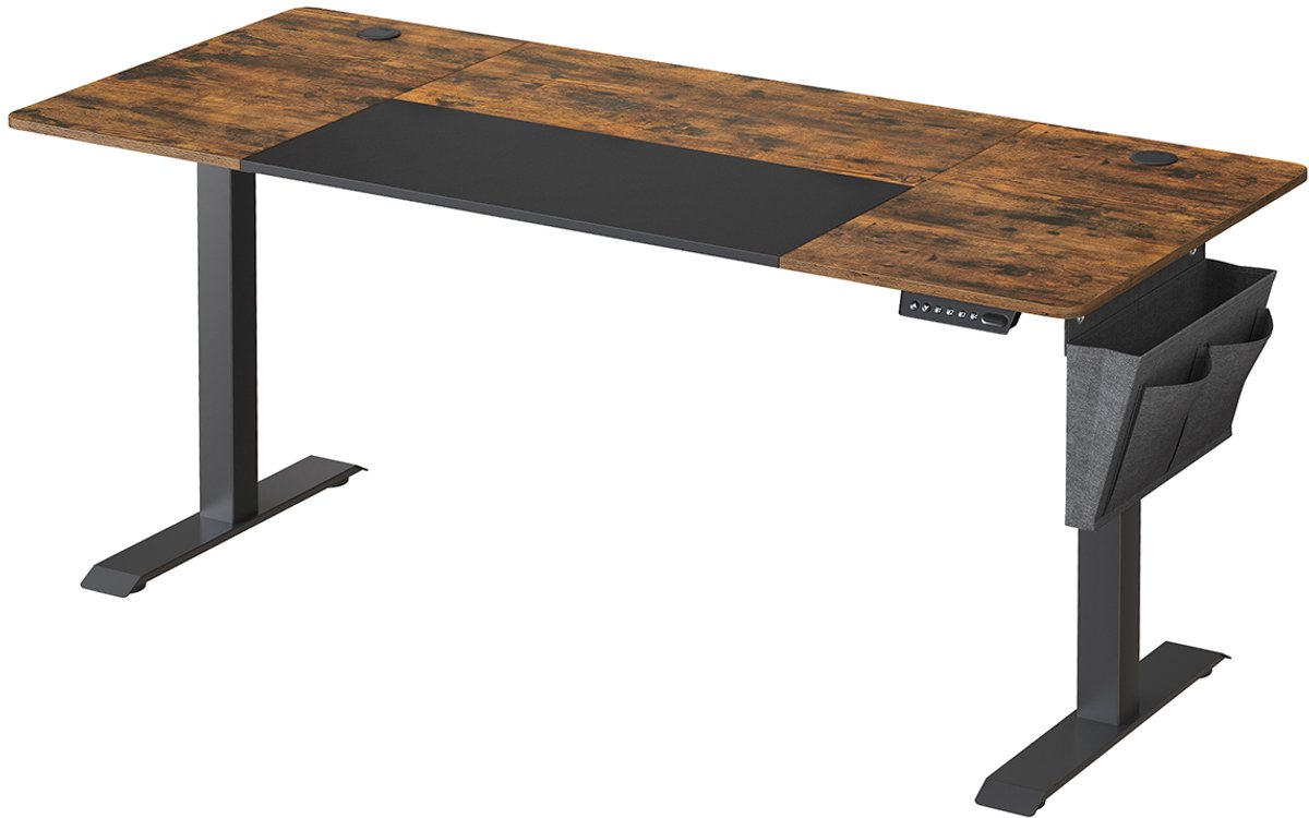 MAZAZU Elektrisch Verstelbaar Bureau - 4 Geheugenstanden - Vintage Bruin/Zwart - Zit-Sta 160x70 cm
