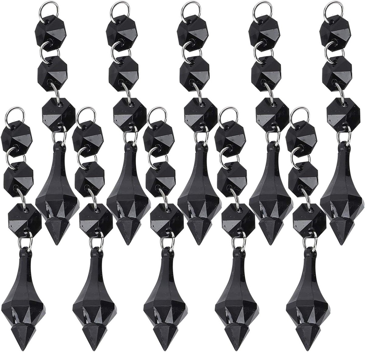 Kristallen kroonluchters - Decoratieve acryl hangers voor interieur - Set van 10 - Zwart -