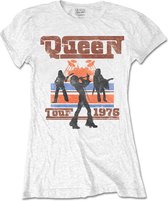 Queen Dames Tshirt -S- 1976 Tour Silhouettes Wit