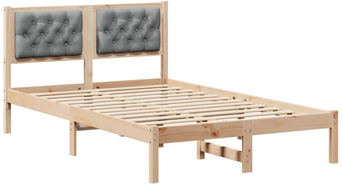 vidaXL Bedframe - Lichtgrijs - 120 - x - 190 - cm - Massief - grenenhout