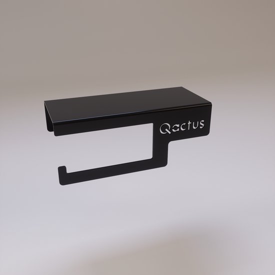 Qstiel Qactus gauche - Porte-rouleau de papier toilette - Porte-rouleau de Papier toilette avec étagère - Acier 2mm - Fabriqué en België - Revêtement en poudre RAL 9005 noir