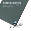 Couverture de tablette vert foncé tombant sur le sol, avec caméra à l'arrière.