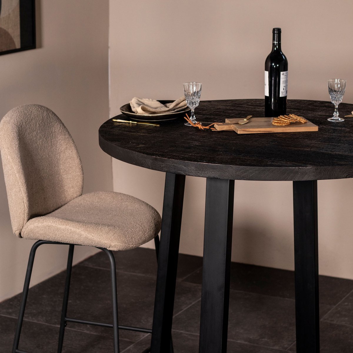 Giga Meubel Bartafel Lowie - Zwart Mangohout - 110x110x110cm