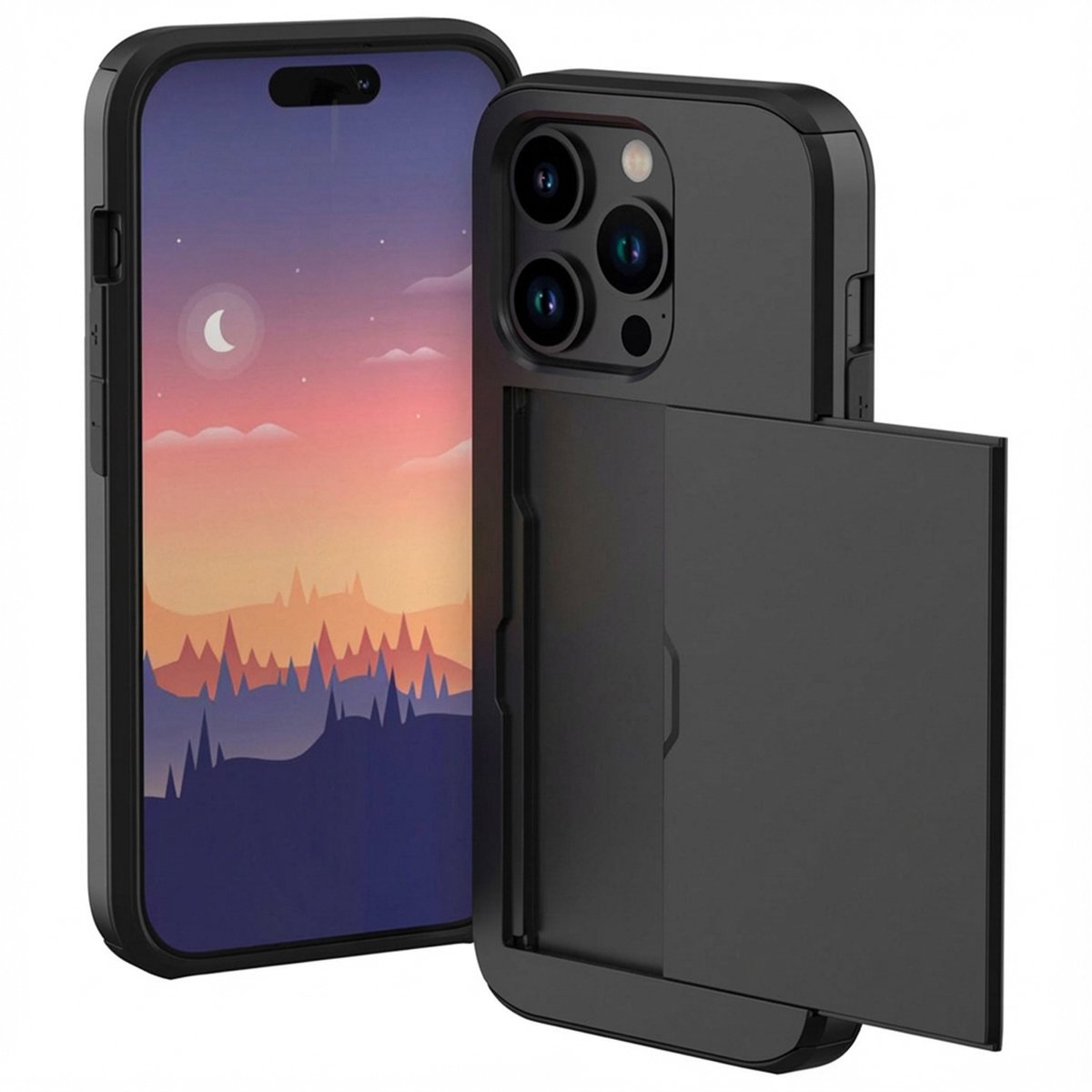 imoshion Hoesje met Pasjeshouder - Geschikt voor Apple iPhone 15 Pro - Zwart
