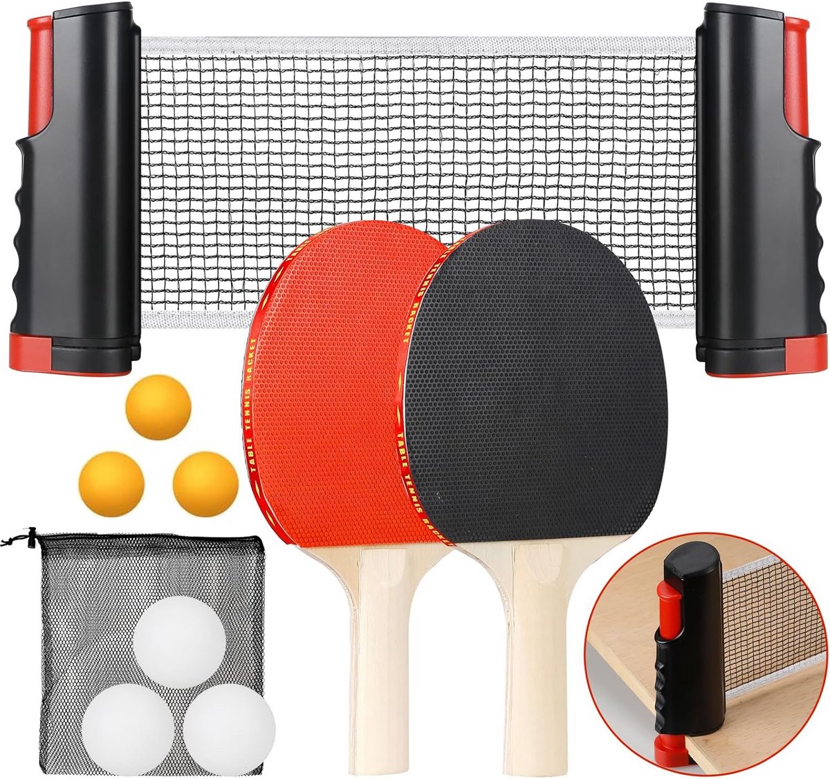 Tafeltennis Set met Intrekbaar Net voor Thuisgebruik