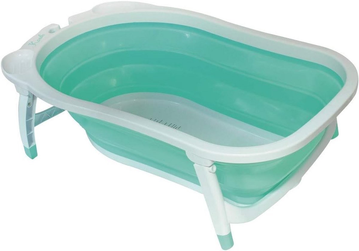 Inklapbaar blauw babybad voor onderweg - comfort en stabiliteit