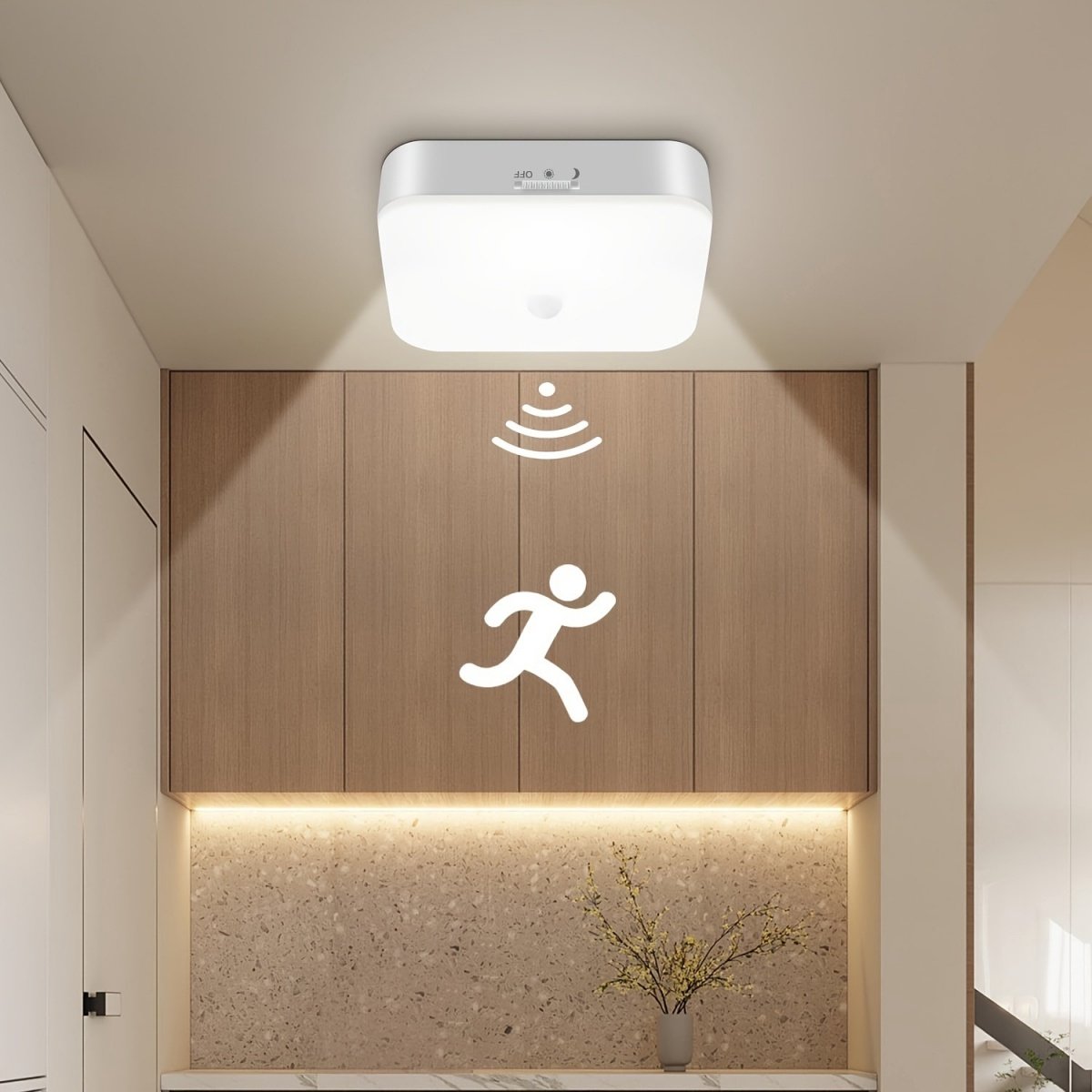 longziming -Oplaadbare LED Plafondlamp met Bewegingssensor – 10.000mAh Batterij – Draadloz