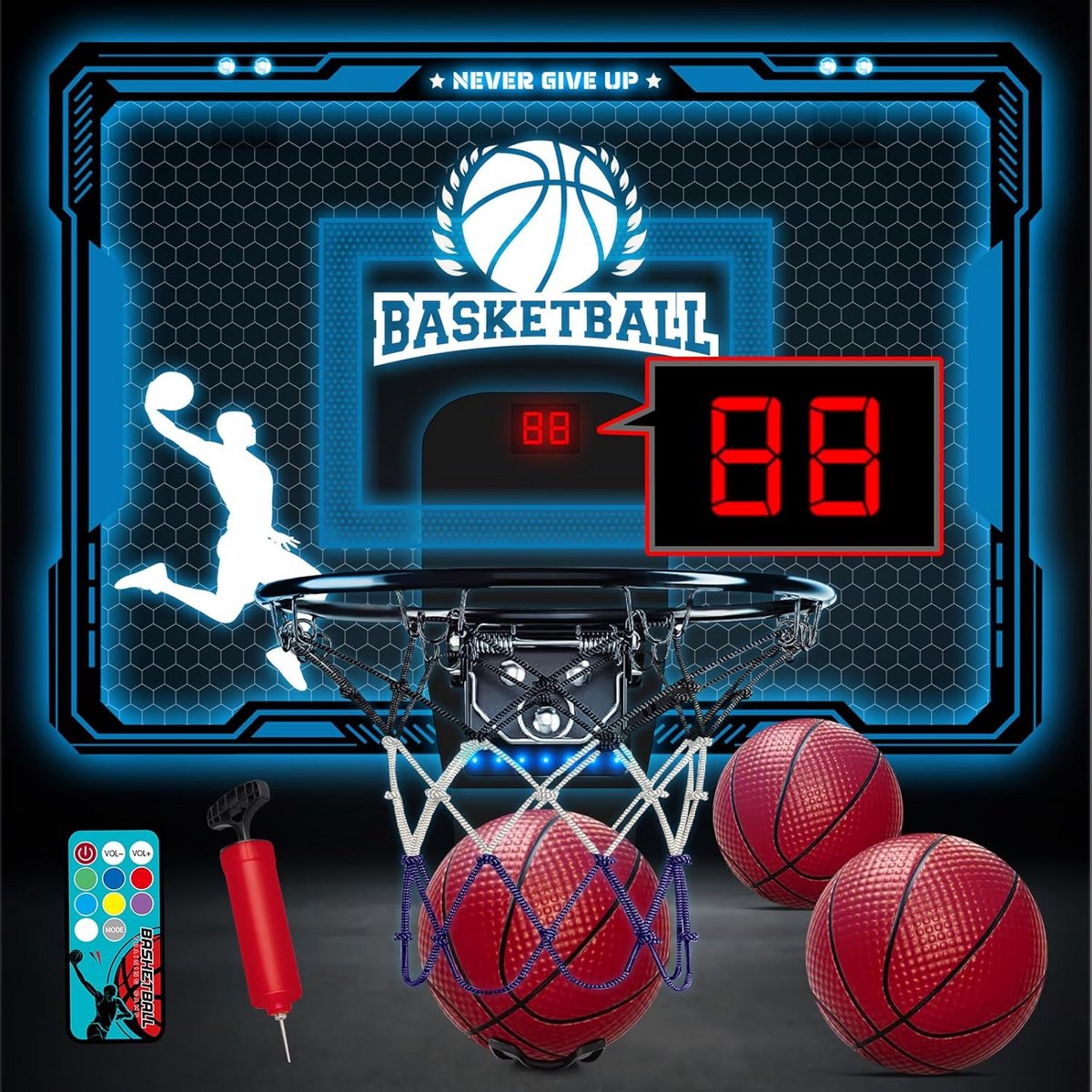Mini Basketball Basket voor Kinderen - Lichtgevende Indoor Basket met Afstandsbediening en Geluiden