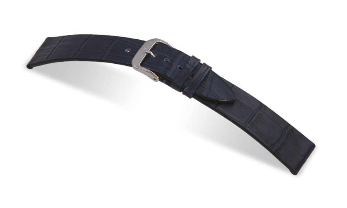 Lederband Charleston 16mm marineblauw met Alligatorprint