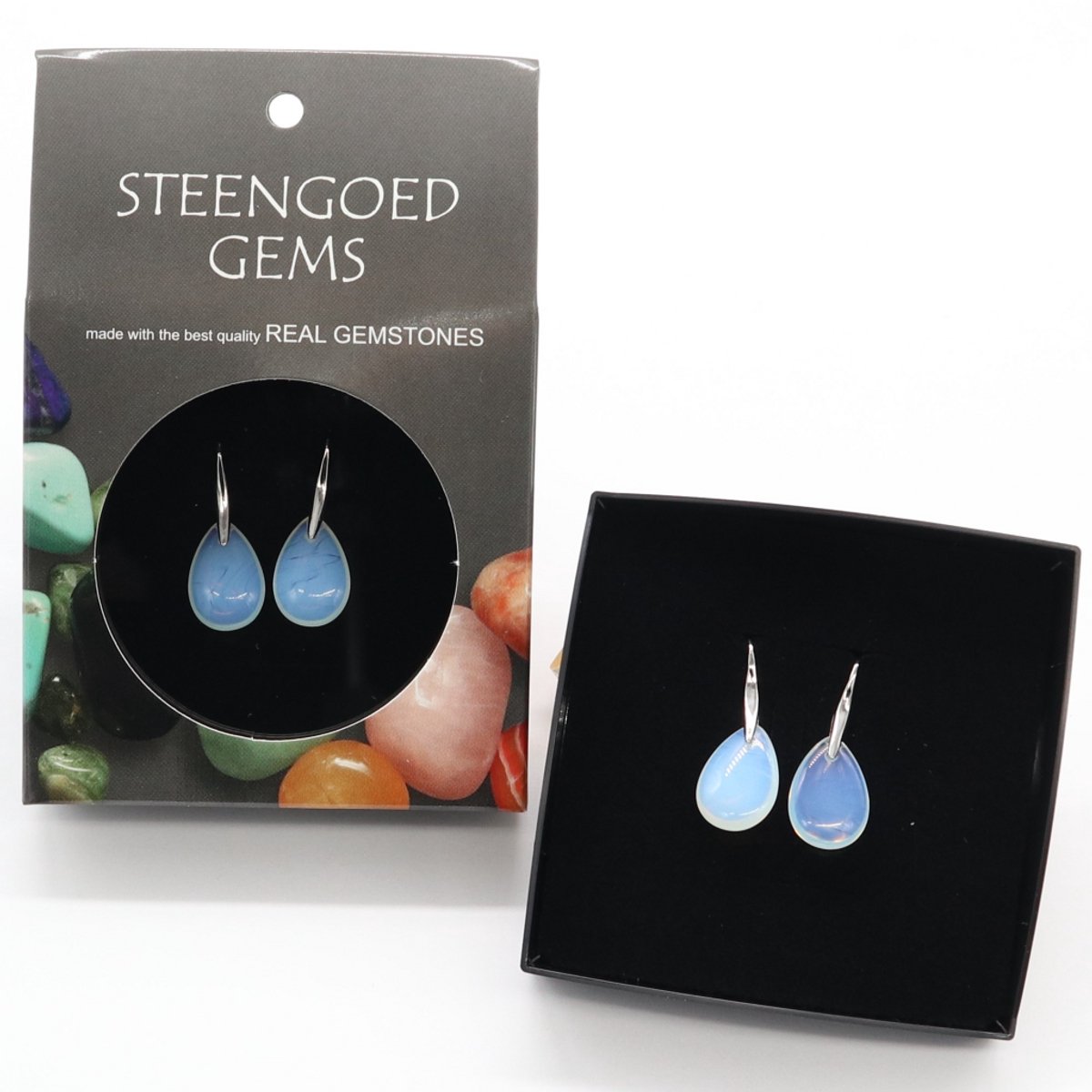 Gemstone oorbellen Opaal glas
