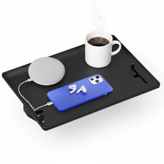 Hervita Zwevend Bedplankje - Hoogwaardig - Ruimtebesparend - Makkelijke Installatie - Veel Draagvermogen - Bed Organizer - Zwevend Nachtkastje Zwart - Hangend Nachtkastje - Bedplank - 23.5CM x32CM