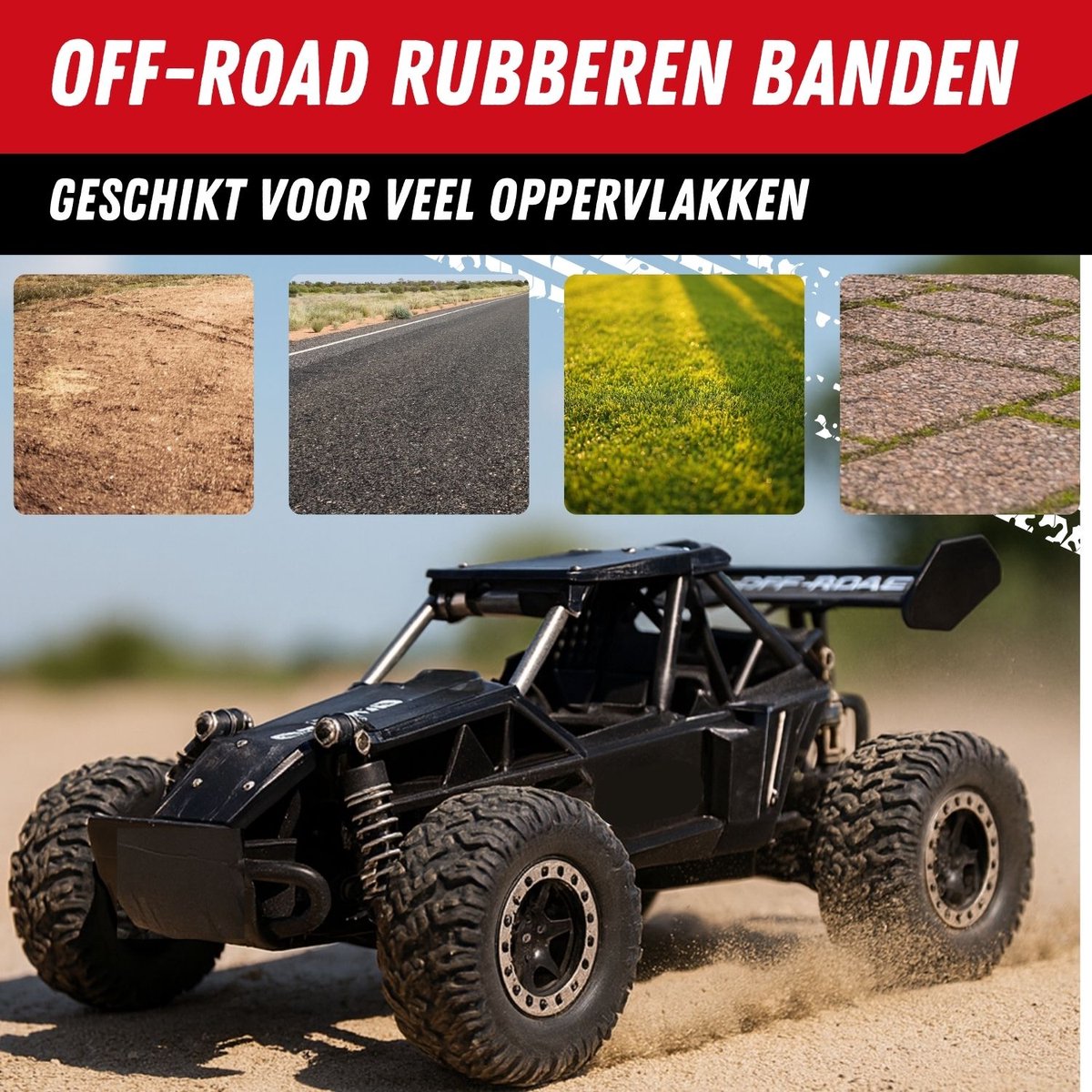VROEMY Speedracer - Bestuurbare auto offroad voor buiten - 20 km/u — afbeelding 4