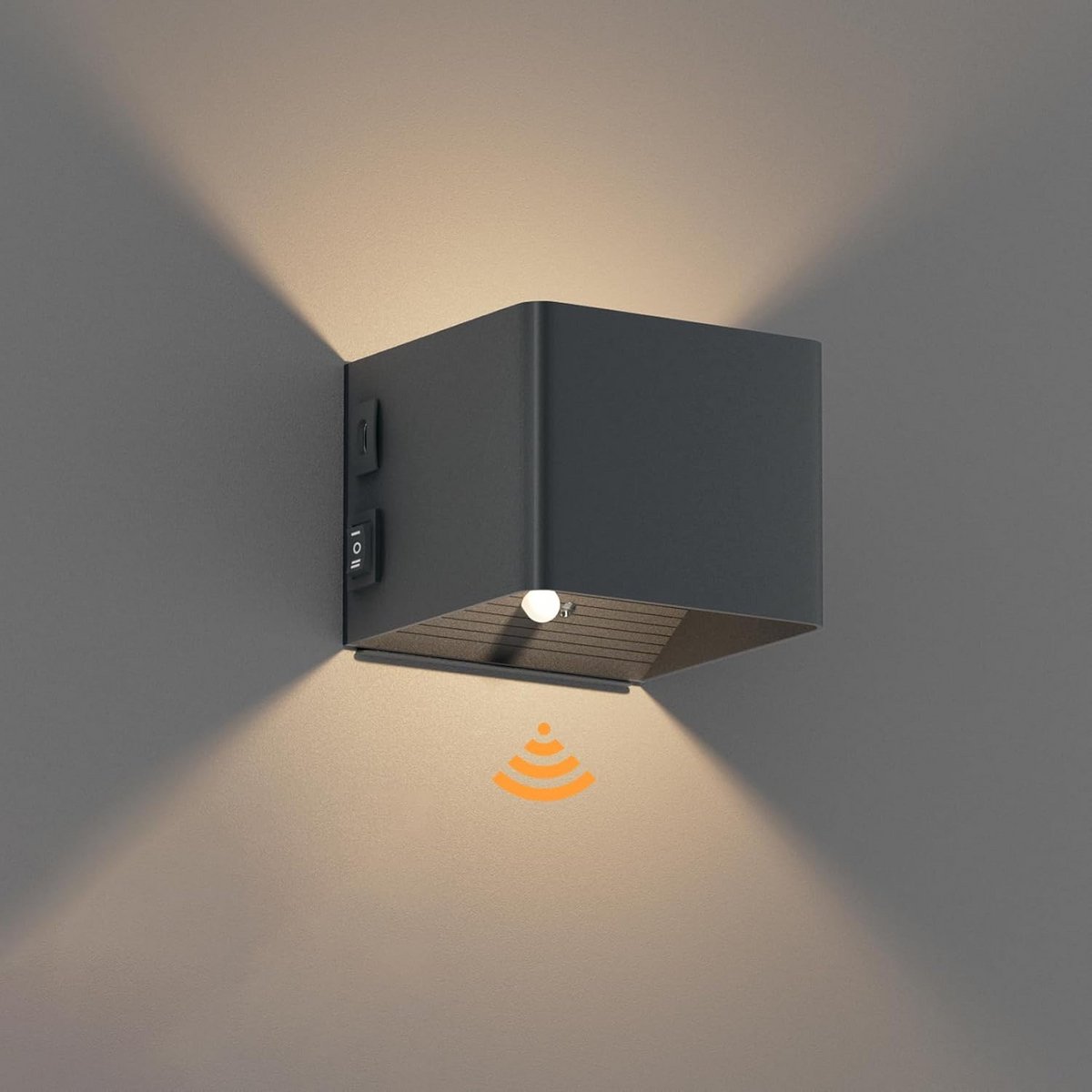 Draadloze Bewegingssensor Wandlampen 2 Pack - LED Zwart - Modern Design voor Binnen en Bui