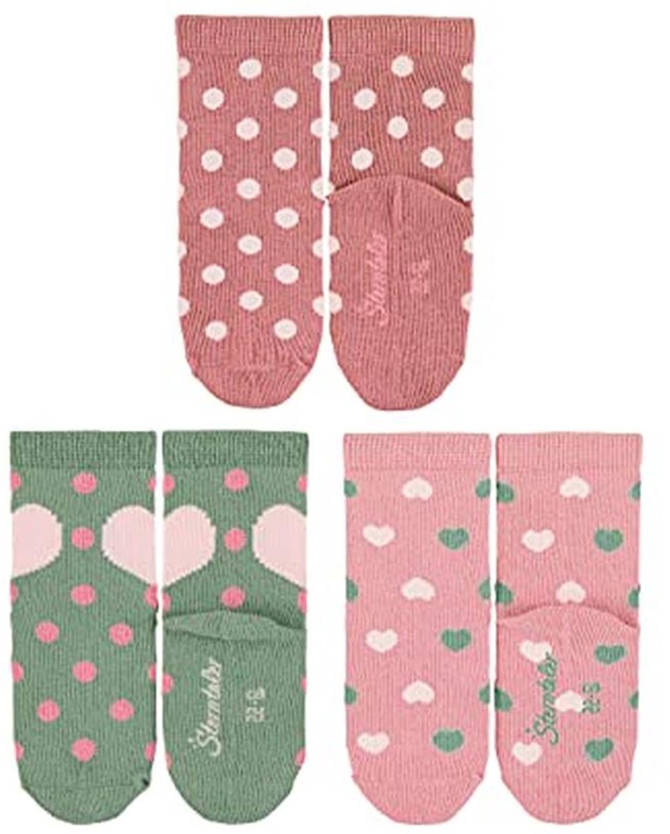Sokjes 3-pack voor babymeisjes - Stippen en Hart Motieven