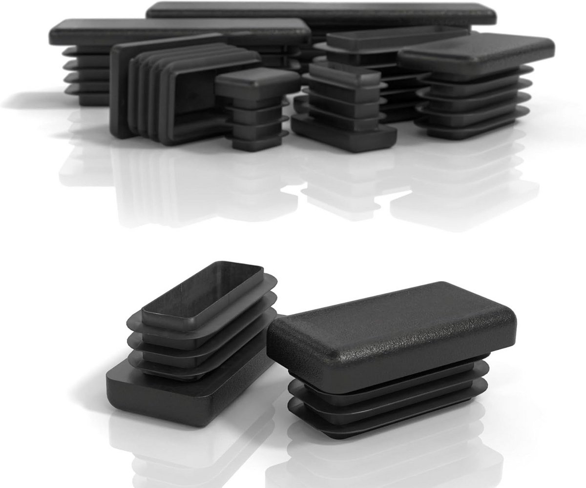 Lamellenpluggen voor vierkante buizen - Afdekpluggen van PE-kunststof - 20 stuks - 25x10 mm