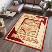 Tapiso Dorian Vloerkleed Beige Rood Klassiek Laagpolig Woonkamer Tapijt Maat- 110x195