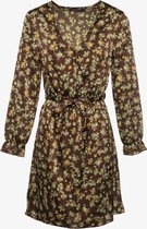 Jazlyn korte dames jurk met bloemenprint - Bruin - Maat XL