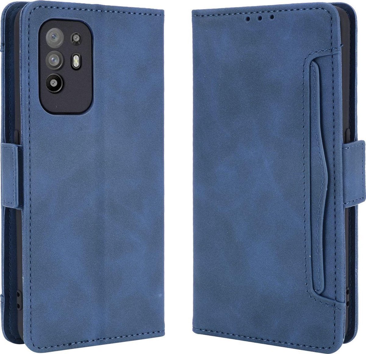 Mobigear Telefoonhoesje geschikt voor OPPO A94 5G Hoesje | Mobigear Slide Wallet Bookcase Portemonnee | Pasjeshouder voor 5 Pasjes | Telefoonhoesje voor Pinpas / OV Kaart / Rijbewijs - Blauw