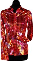 Blouse Disco - Dames Blouse - Disco 80/90 - Hippie - Carnaval - Verkleedkleding - Rood - Maat M