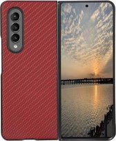 Voor Samsung Galaxy Z Fold3 5G koolstofvezel textuur schokbestendig beschermhoes (rood)