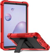 Voor Samsung Galaxy Tab A 8.4 (2020) siliconen + pc schokbestendige beschermhoes met houder (rood + zwart)