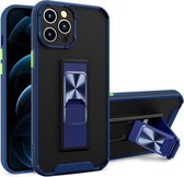 Dual-color Skin Feel TPU + PC Magnetische schokbestendige hoes met onzichtbare houder voor iPhone 11 Pro Max (koningsblauw)