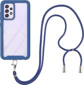 Voor Samsung Galaxy A72 5G/4G Sterrenhemel Effen Kleur Serie Schokbestendige PC + TPU Beschermhoes met Nekband (Blauw)