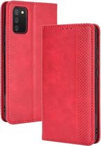 Voor Samsung Galaxy A03s Magnetische Gesp Retro Crazy Horse Textuur Horizontale Flip Lederen Case met Houder & Kaartsleuven & Fotolijst (Rood)