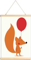 JUNIQE - Posterhanger Fox with a Red Balloon -30x45 /Oranje & Rood