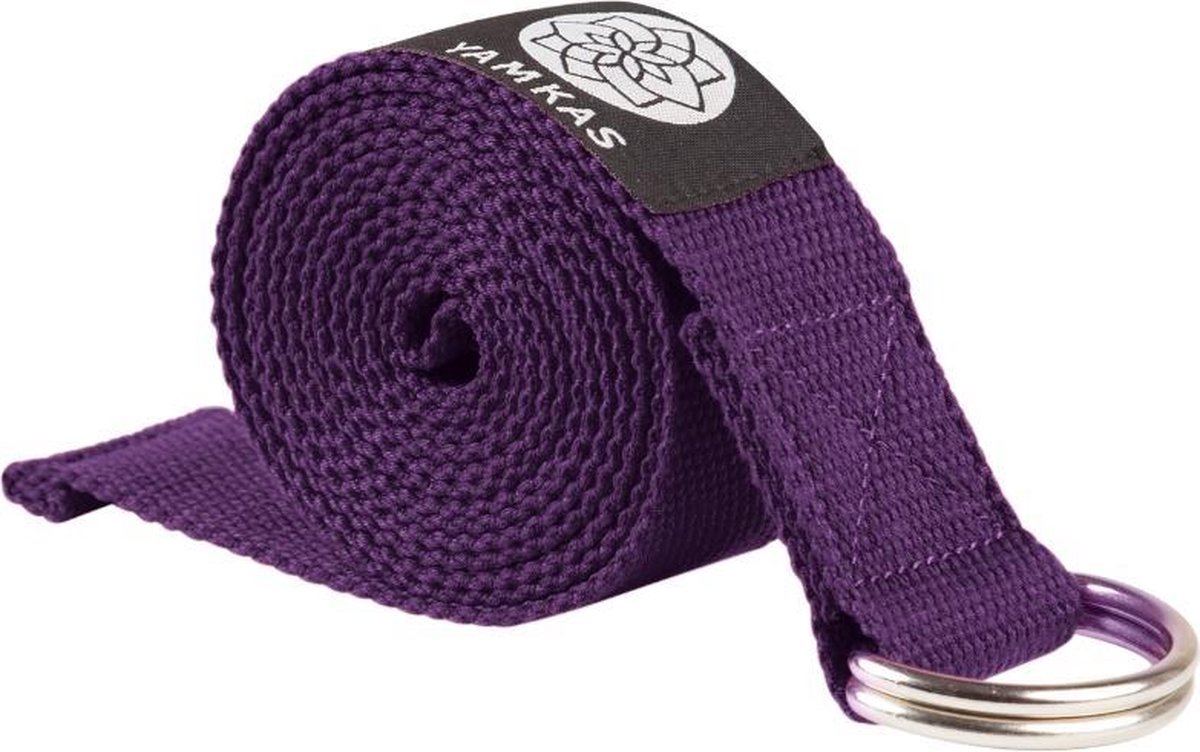 Yamkas Yogariem Katoen 240 x 3.8 cm - Yoga Riem Paars - Yogi & Yogini Meditation