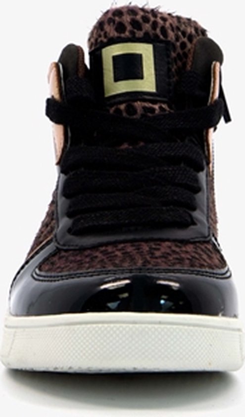 Blue Box hoge meisjes sneakers met luipaardprint - Zwart - Maat 36 | bol.com