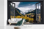 Behang - Fotobehang Doorkijk - Natuur - Sneeuw - Breedte 390 cm x hoogte 260 cm